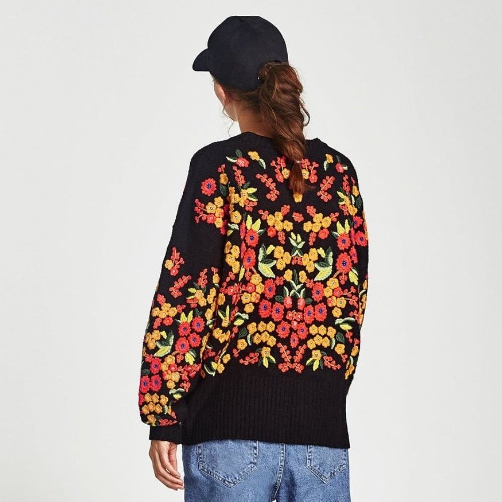 Zara Floral Embroidered Sweater - Picture 7 of 9